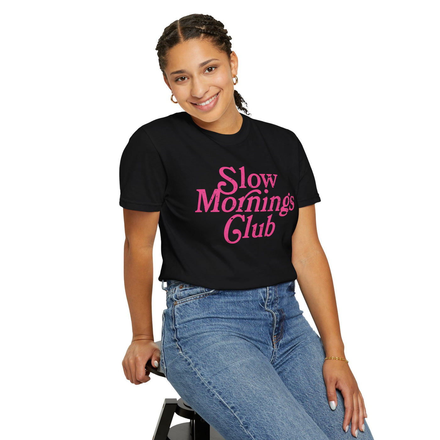 Slow Mornings Club Distressed T-Shirt (COMFORT COLORS)