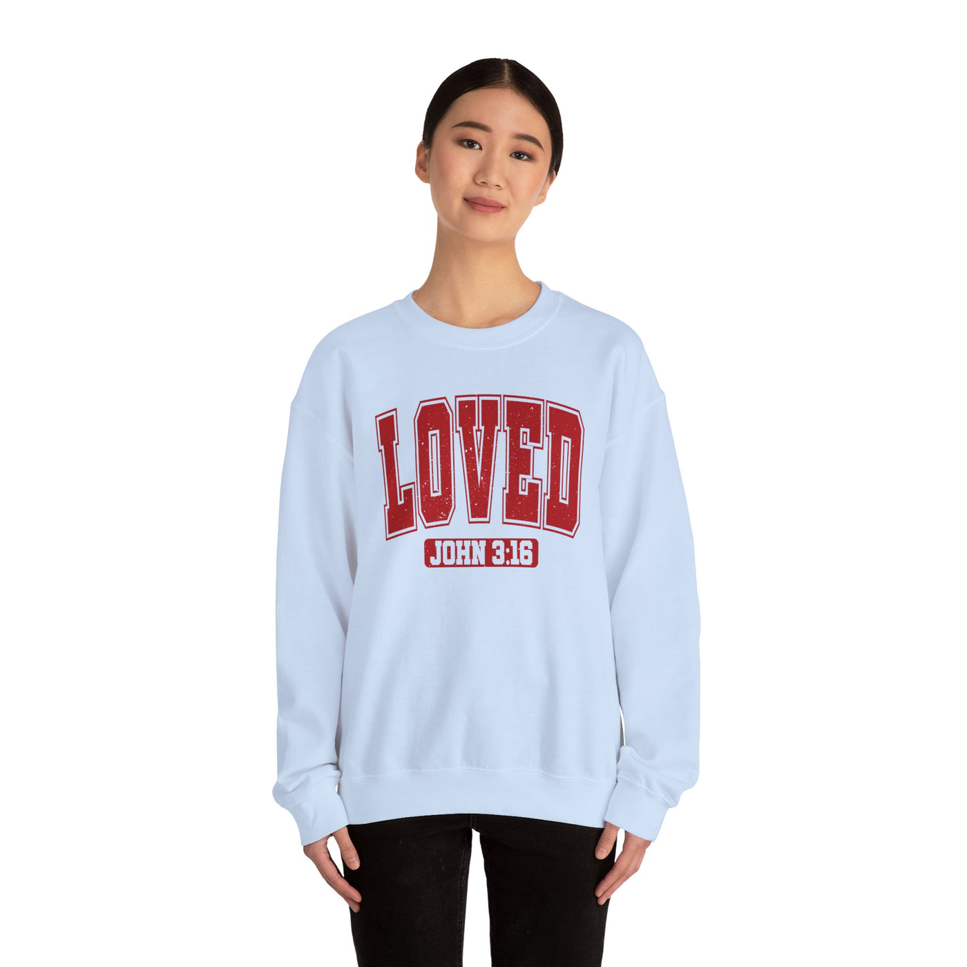 Loved John 3:16  Distressed Graphic Sweatshirt (GILDAN)