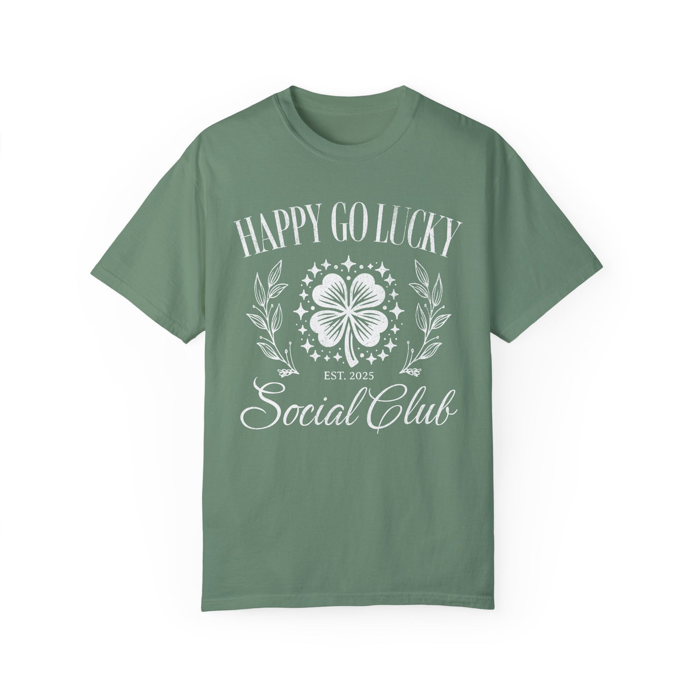 Happy Go Lucky Social Club T-shirt - distressed (COMFORT COLORS)