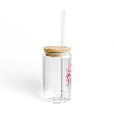 Love Like Jesus (Glass Can with Lid and Straw)