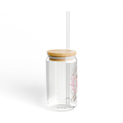 Overcaffeinated Girls Club Cup (Glass Can with Lid and Straw)