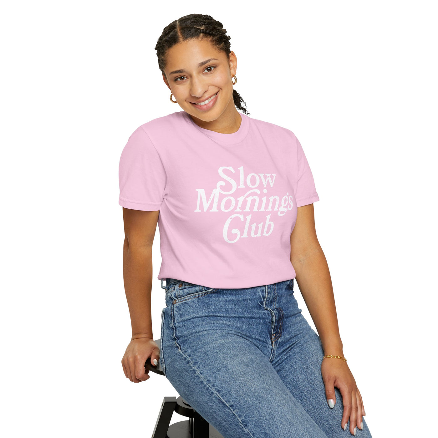 Slow Mornings Club Distressed T-Shirt (COMFORT COLORS)