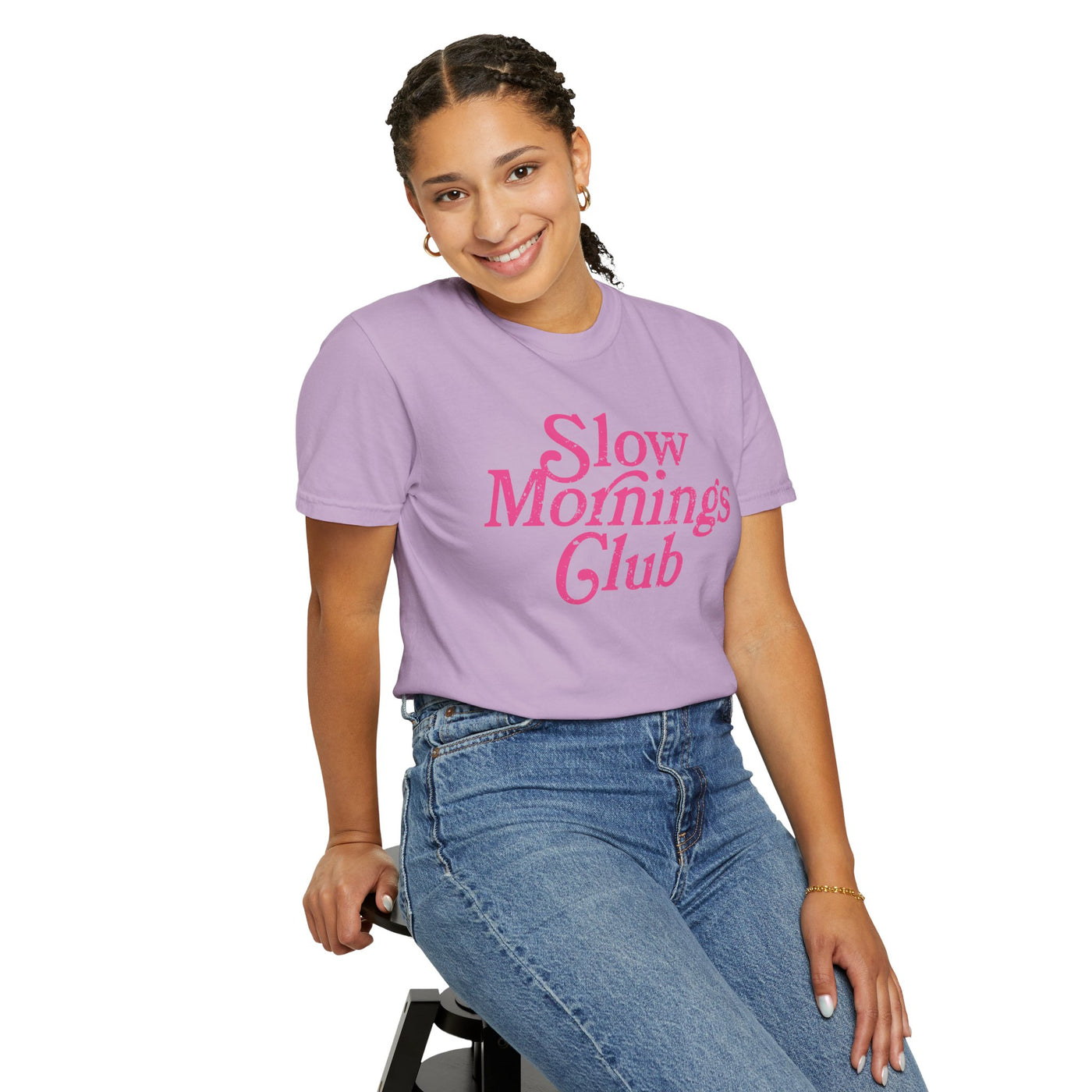 Slow Mornings Club Distressed T-Shirt (COMFORT COLORS)