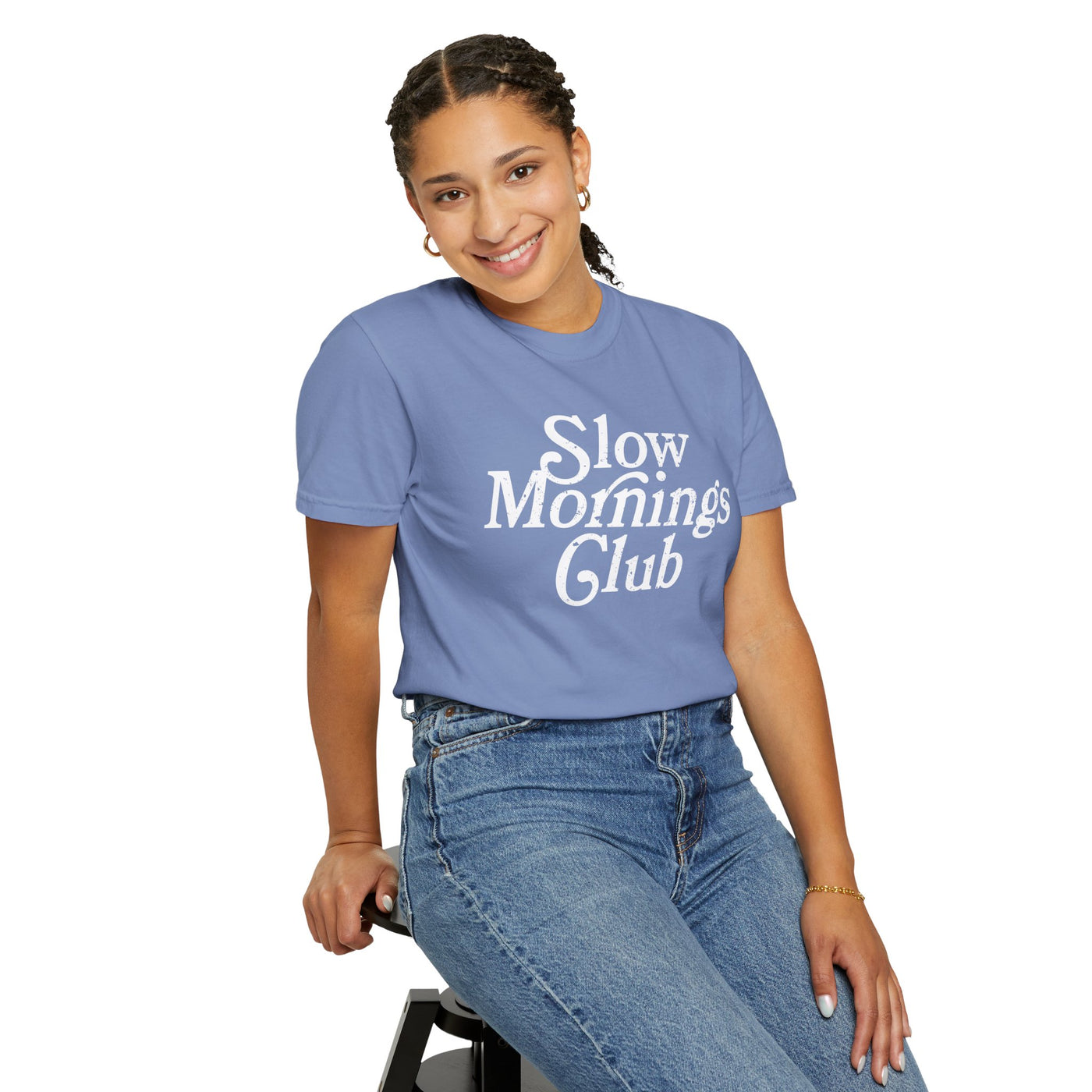 Slow Mornings Club Distressed T-Shirt (COMFORT COLORS)