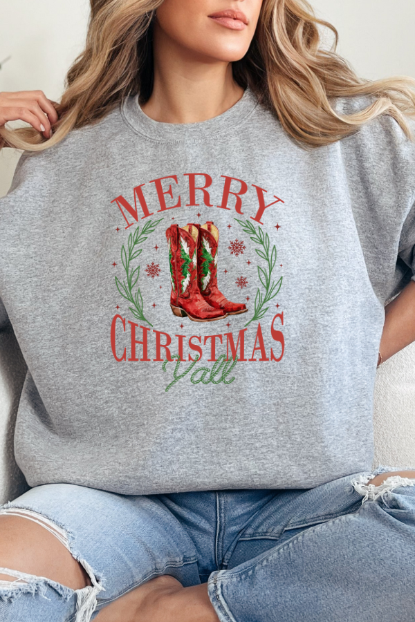 MERRY CHRISTMAS Y'ALL SWEATSHIRT (GILDAN)