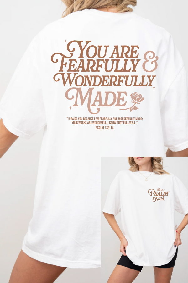 Psalm 139:14 Graphic Tee - 2 sided print✨🙏 (COMFORT COLORS)