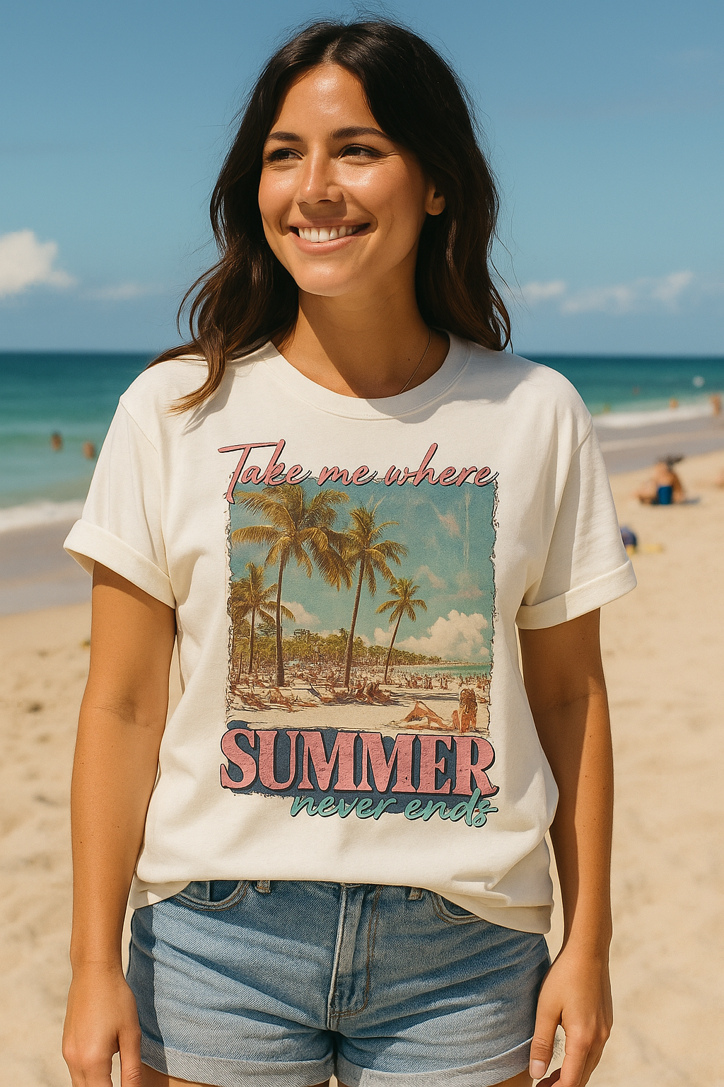 TAKE ME WHERE SUMMER NEVER ENDS TEE (Bella and Canvas)
