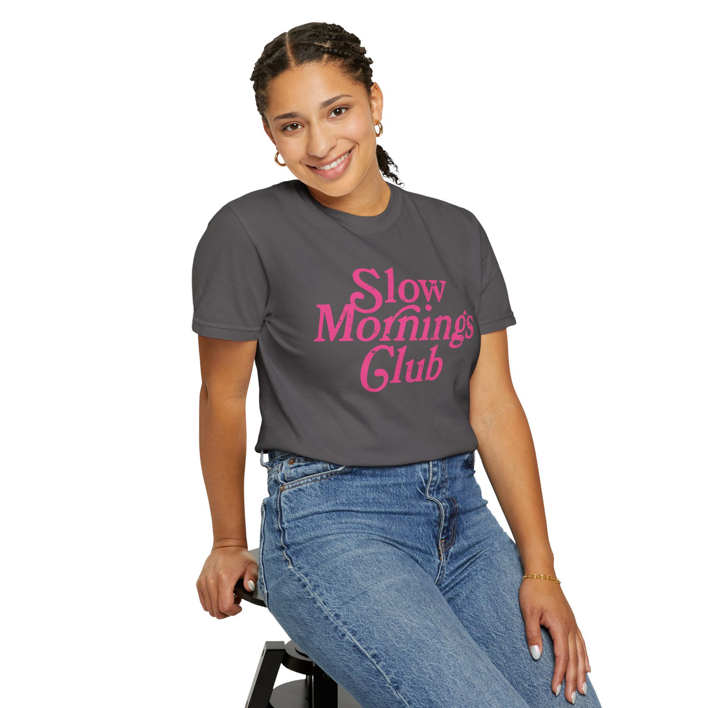 Slow Mornings Club Distressed T-Shirt (COMFORT COLORS)