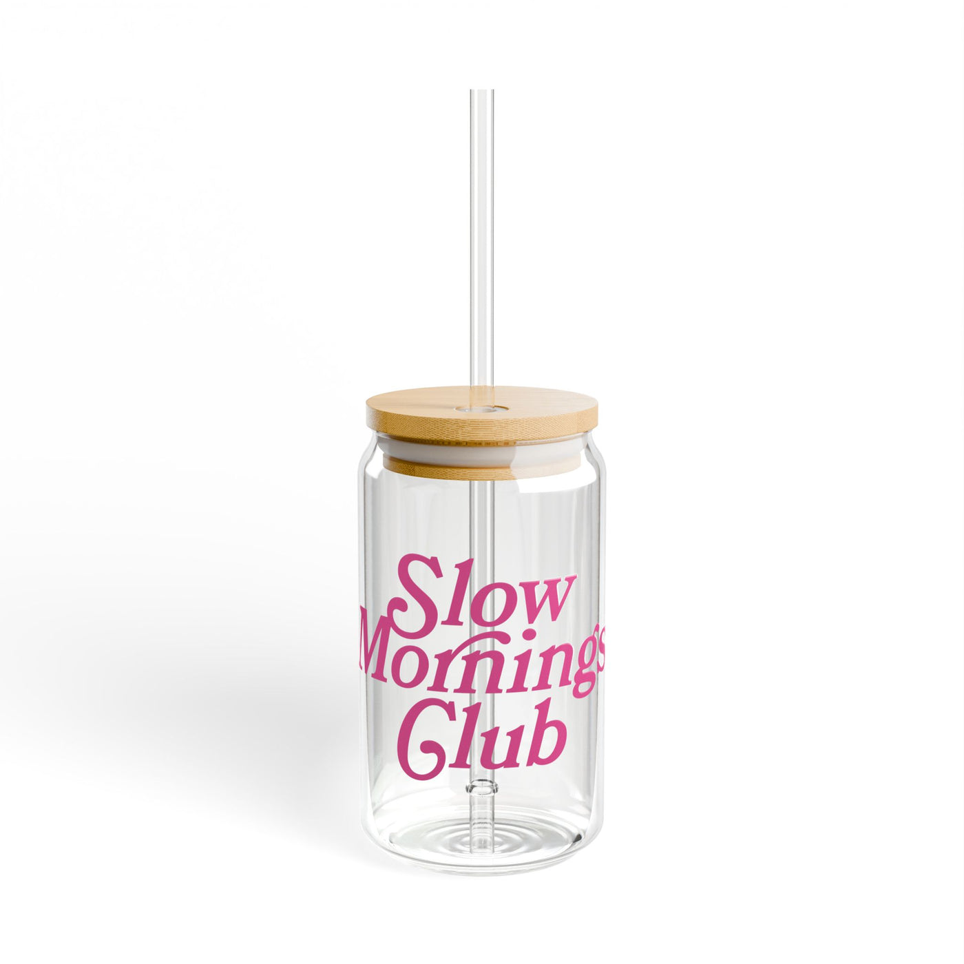 Slow Mornings Club (Glass Can with Lid and Straw)
