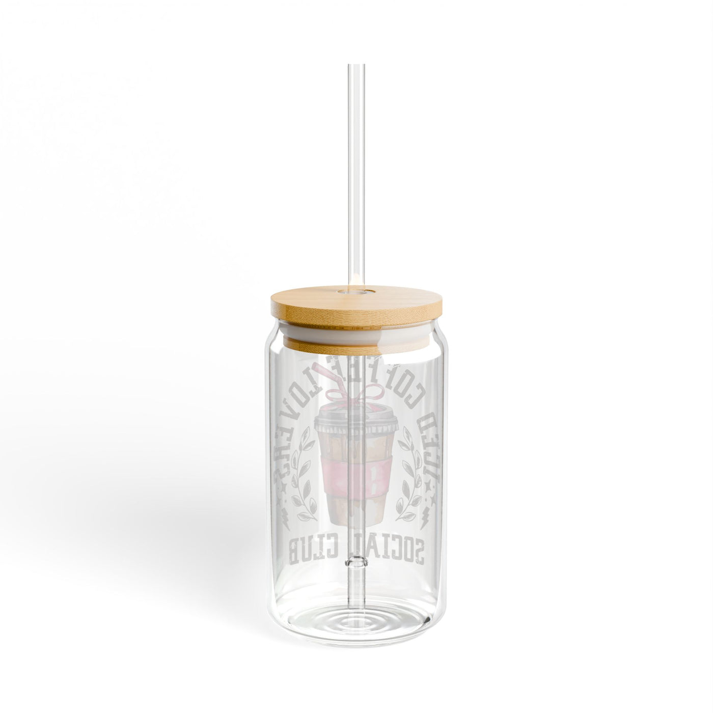 Iced Coffee Lovers Cup (Glass Can with Lid and Straw)