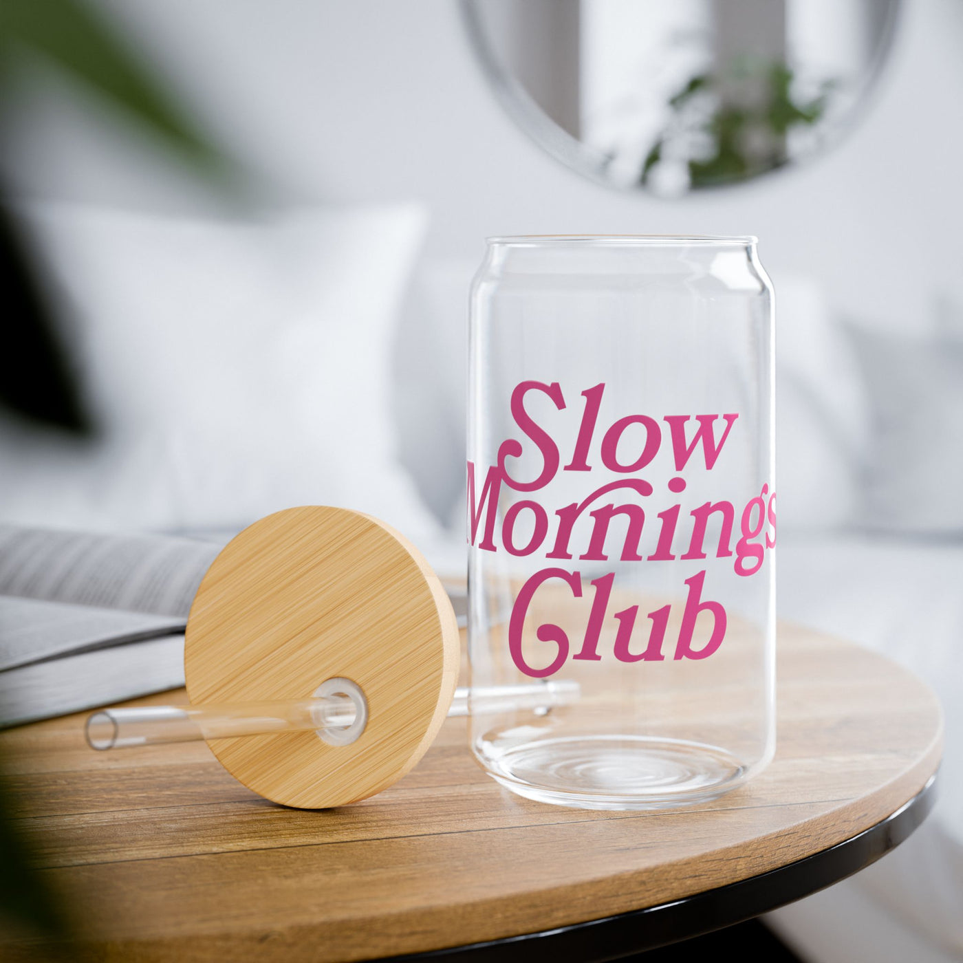 Slow Mornings Club (Glass Can with Lid and Straw)