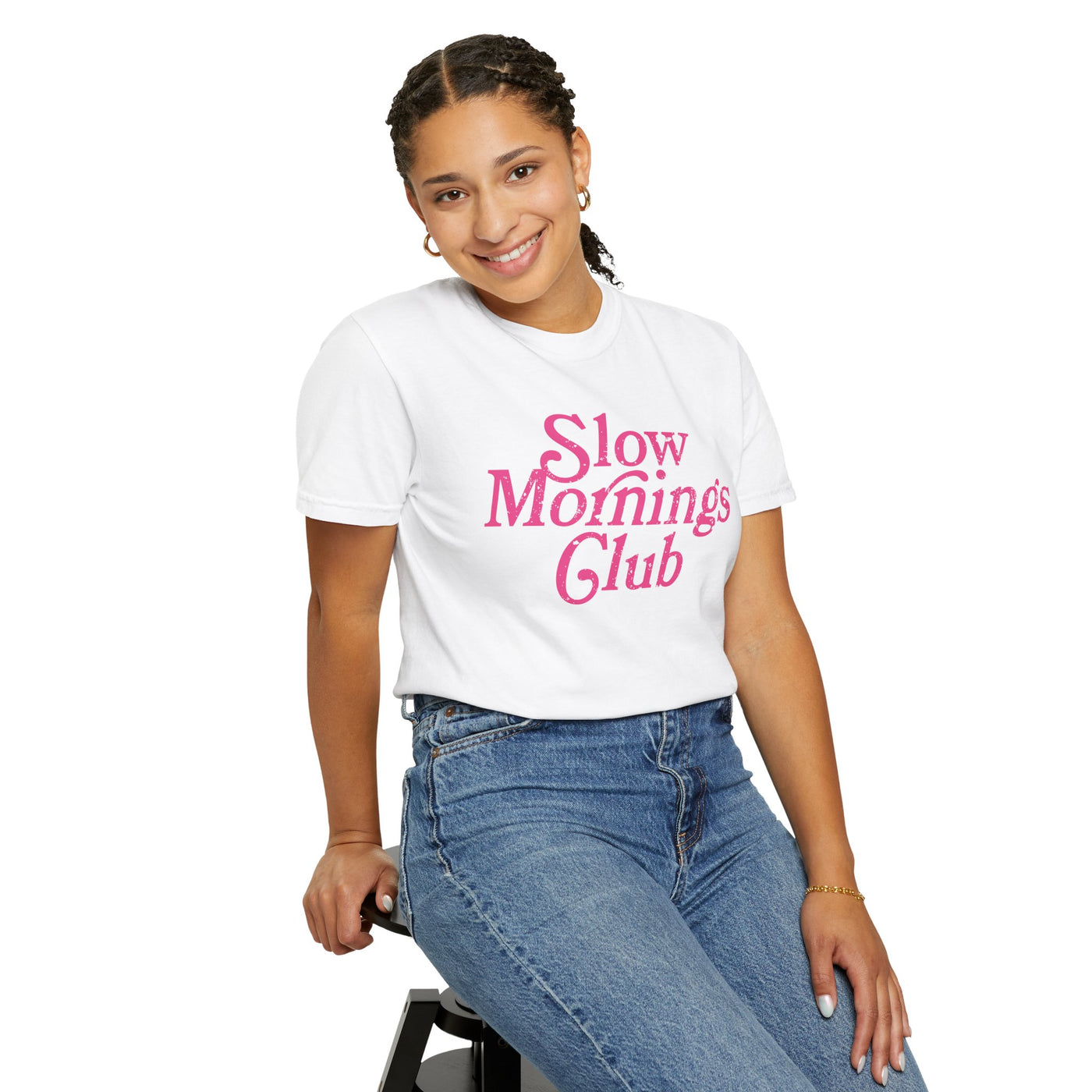 Slow Mornings Club Distressed T-Shirt (COMFORT COLORS)