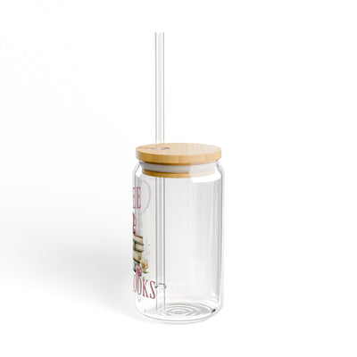 Coffee and Books Cup (Glass Can with Lid and Straw)