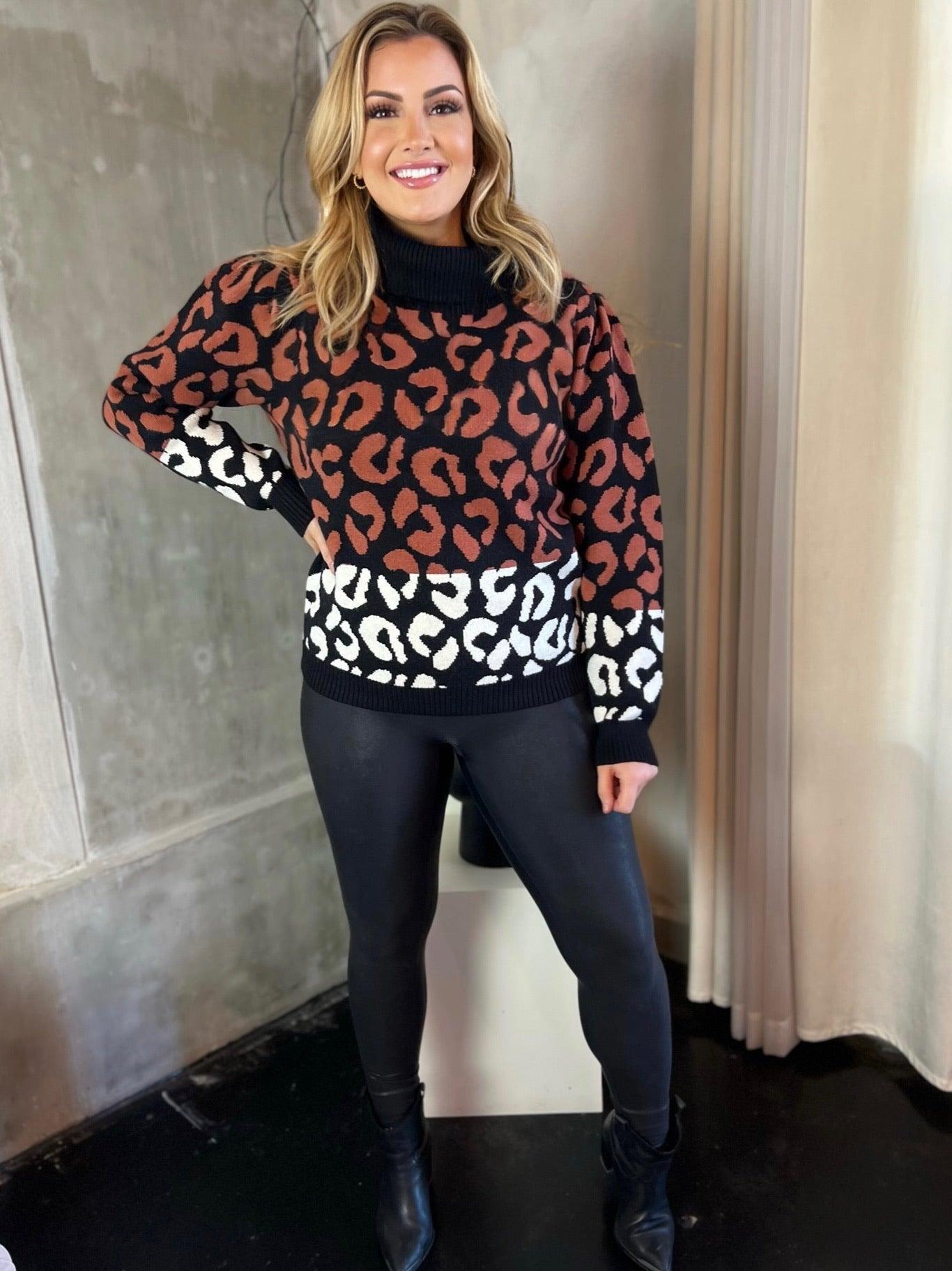 ANIMAL INSTINCT TURTLENECK SWEATER (PLUS AVAILABLE) , SWEATER , it’sNOMB. The Label , BLACK, CAMEL, fall sweaters, it's nomb the label, ITS NOMB, Its None of My Business, ITSNOMB, ITSNOMBTHELABEL, IT’S NOMB, Jessica Nickson, leopard, LEOPARD PRINT, sweater, sweaters, turtleneck, turtlenecks , It's NOMB , itsnomb.com