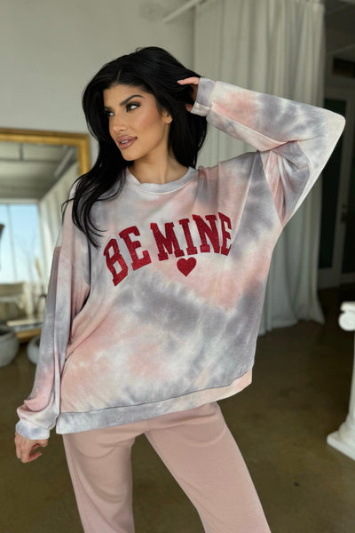 BE MINE SWEATER , , It's NOMB , BE MINE PULLOVER, RED GLITTER TIE DYE PULLOVER, TIE DYE VALENTINES DAY PULLOVER , It's NOMB , itsnomb.com