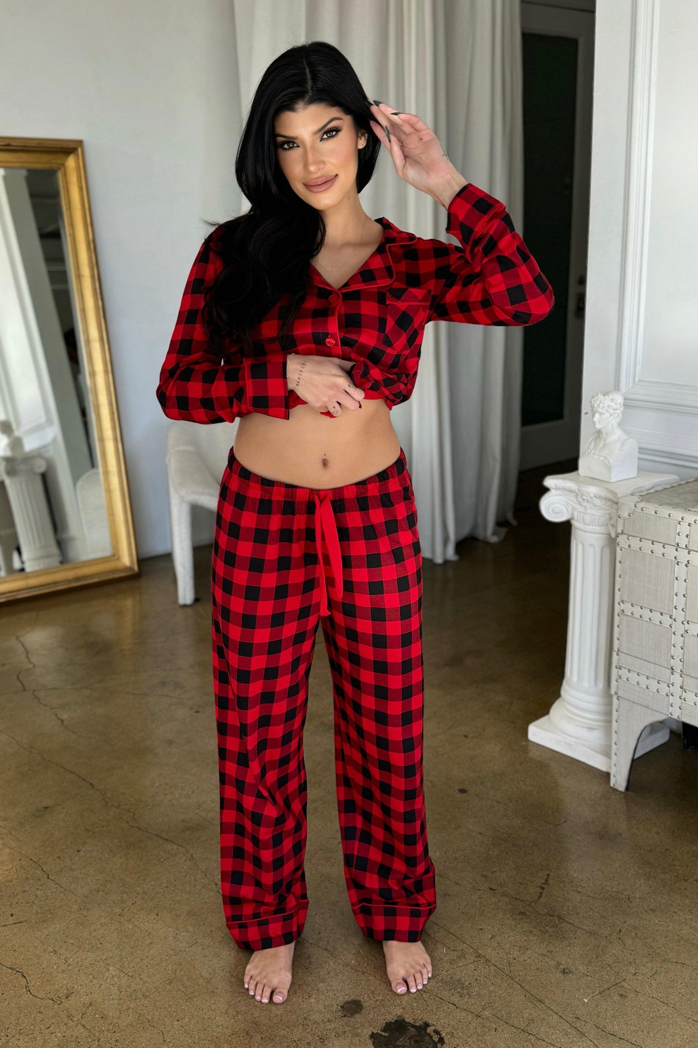 BUFFALO PLAID PAJAMAS (Available in Small to XL) , TOP AND PANT SET , It's NOMB , buffalo plaid pajamas, CHRISTMAS GRAPHIC PULLOVER, christmas graphics, CHRISTMAS LOUNGE SET, CHRISTMAS PAJAMAS, christmas present, red and black plaid pajamas , It's NOMB , itsnomb.com