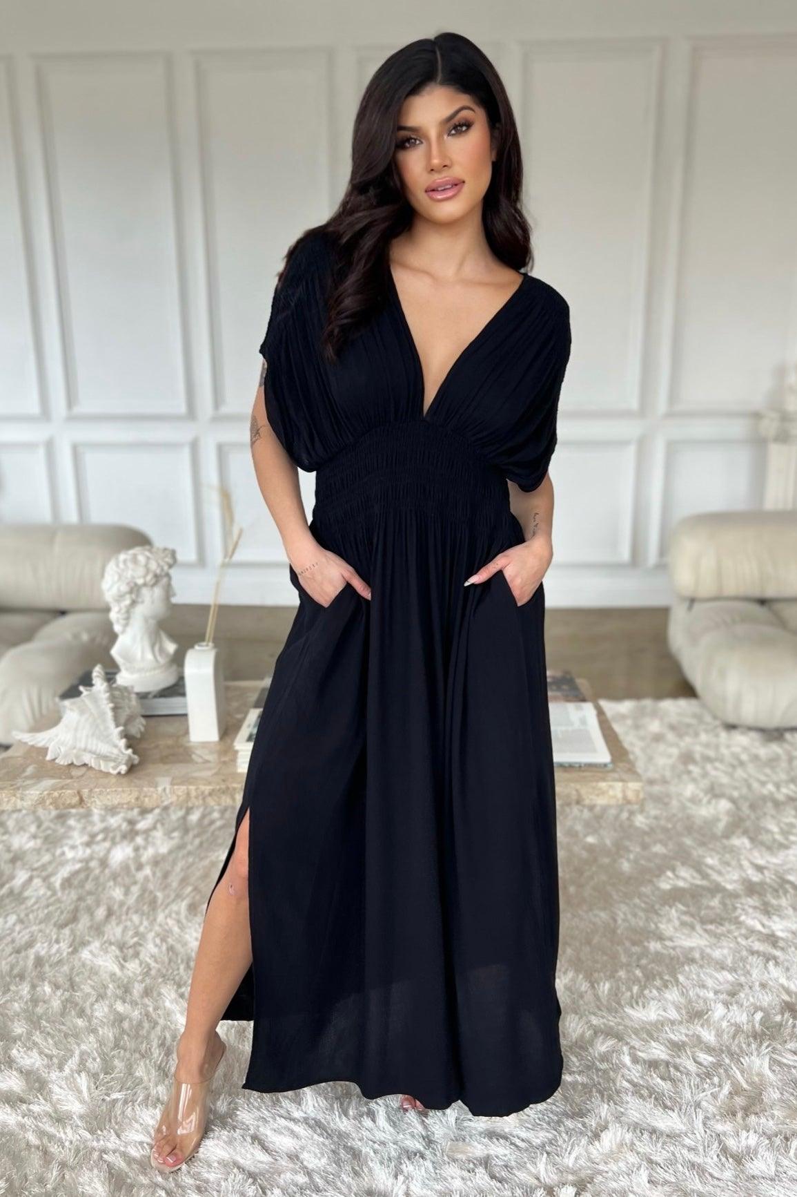 GARCELLE DRESS , Dress , it’sNOMB. The Label , black, black dress, dress, dresses, it's nomb the label, ITS NOMB, Its None of My Business, ITSNOMB, ITSNOMBTHELABEL, IT’S NOMB, Jessica Nickson, kimono, kimono sleeve, Maternity, Maternity Friendly, maxi, midi , It's NOMB , itsnomb.com