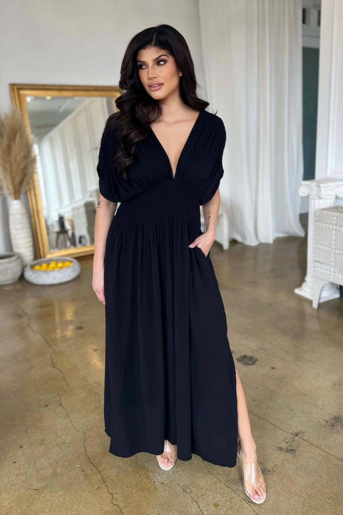 GARCELLE DRESS , Dress , it’sNOMB. The Label , black, black dress, dress, dresses, it's nomb the label, ITS NOMB, Its None of My Business, ITSNOMB, ITSNOMBTHELABEL, IT’S NOMB, Jessica Nickson, kimono, kimono sleeve, Maternity, Maternity Friendly, maxi, midi , It's NOMB , itsnomb.com
