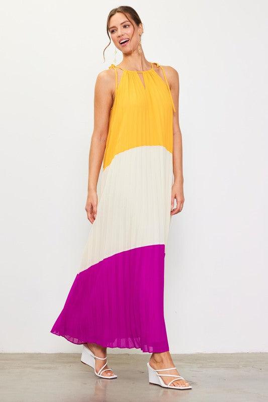 IBIZA DRESS , DRESS , It's NOMB , COLORBLOCKED MAXI DRESS, PLEATED MAXI DRESS, summer dress, SUMMER DRESSES , It's NOMB , itsnomb.com