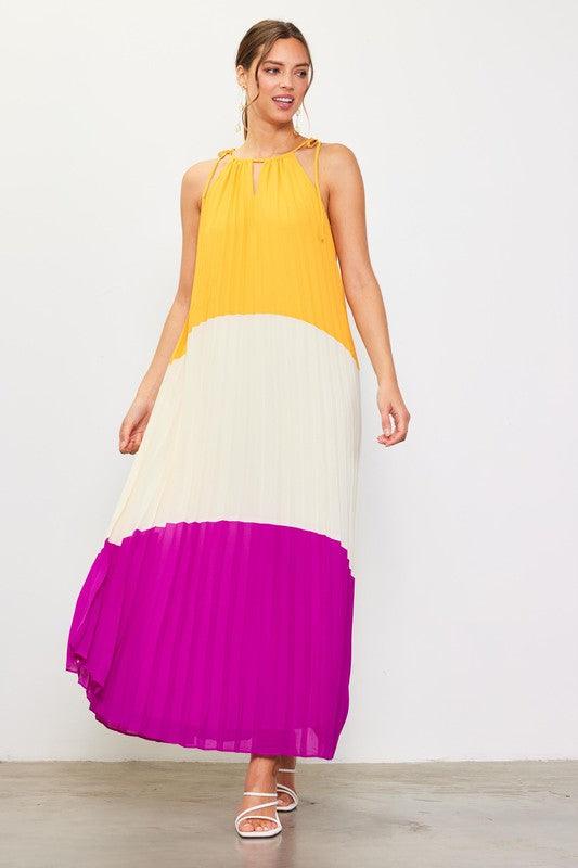 IBIZA DRESS , DRESS , It's NOMB , COLORBLOCKED MAXI DRESS, PLEATED MAXI DRESS, summer dress, SUMMER DRESSES , It's NOMB , itsnomb.com