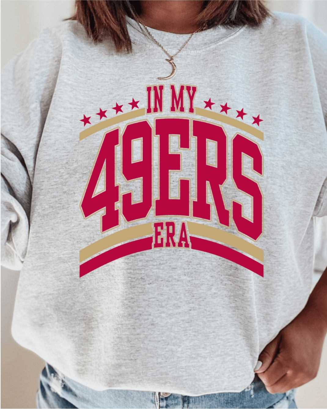 IN MY 49ERS ERA NFL PULLOVER (PLUS AVAILABLE) , SWEATER , it’sNOMB , 49ers sweater, GO TAYLOR'S BOYFRIEND PULLOVER, GRAPHIC, GRAPHIC PULLOVER, graphic sweathsirts, graphic sweatshirt, GRAY, GREY, HEATHER GREY, super bowl sweater, TAYLOR SWIFT SWEATER, TRAVIS KELCE SWEATER , It's NOMB , itsnomb.com