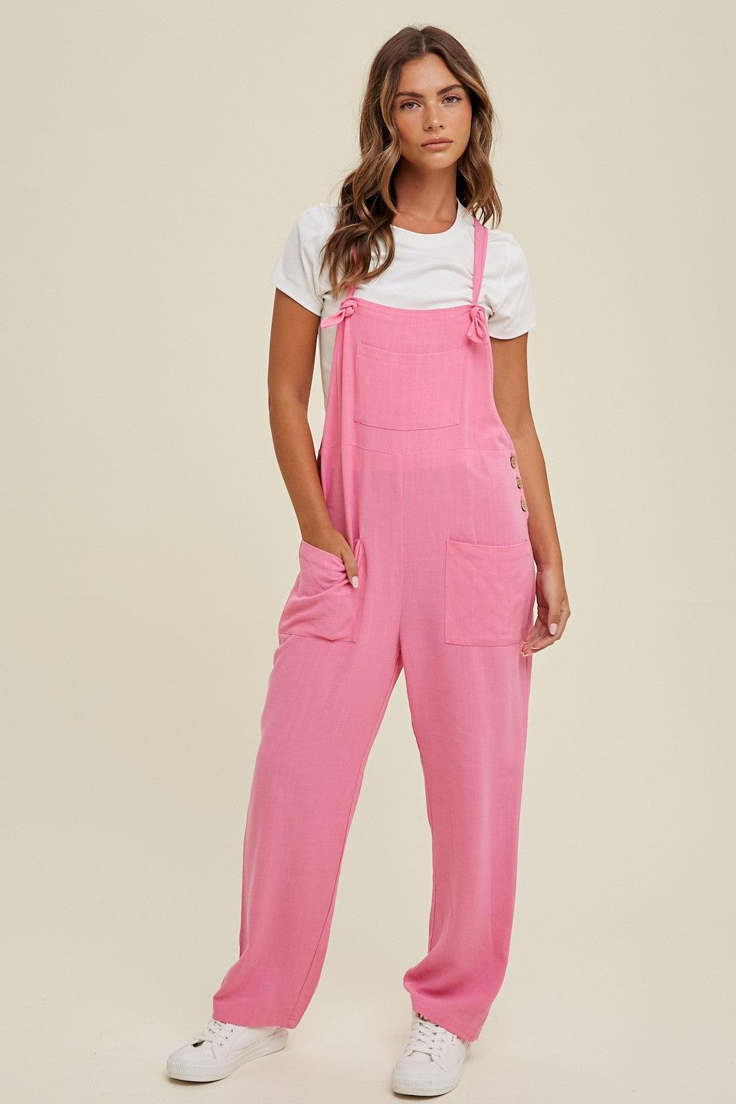LOVELY IN LINEN OVERALLS , Jumpsuits & Rompers , It's NOMB , LINEN JUMPSUIT, PINK JUMPSUIT, PINK LINEN OVERALLS , It's NOMB , itsnomb.com