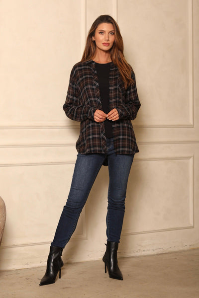 ORION FLANNEL SHIRT , FLANNEL SHIRT , it’sNOMB. The Label , BLACK AND BROWN PLAID, FLANNEL, FLANNEL SHIRT, green plaid, PATTERN, PLAID, PLAID PATERN, SHACKET, SHACKETS, SHIRT, SHIRTS, THREAD AND SUPPLY ORION SHIRT , It's NOMB , itsnomb.com