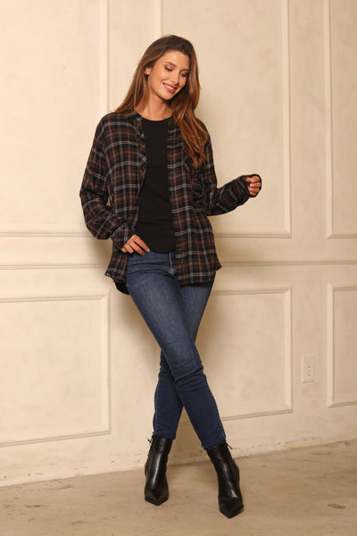 ORION FLANNEL SHIRT , FLANNEL SHIRT , it’sNOMB. The Label , BLACK AND BROWN PLAID, FLANNEL, FLANNEL SHIRT, green plaid, PATTERN, PLAID, PLAID PATERN, SHACKET, SHACKETS, SHIRT, SHIRTS, THREAD AND SUPPLY ORION SHIRT , It's NOMB , itsnomb.com