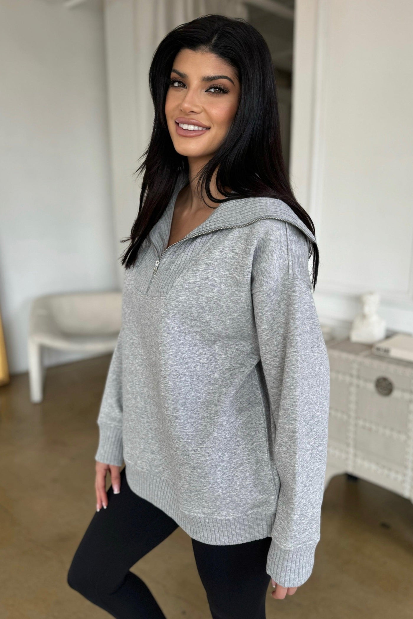 PARKER 1/4 ZIP PULLOVER (Available in Plus Size) , , It's NOMB , 1/4 ZIP PULLOVER, HEATHER GREY ATHLEISURE SWEATER, varley vine pullover , It's NOMB , itsnomb.com