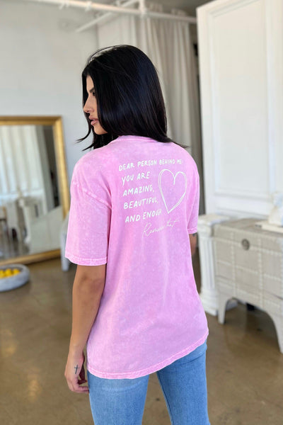 PERSON BEHIND ME FRONT & BACK GRAPHIC T-SHIRT , T-SHIRT , It's NOMB , graphic t-shirt, INSPIRING MESSAGE GRAPHIC T-SHIRT, PINK GRAPHIC TSHIRT, UPLIFTING GRAPHIC TSHIRT, UPLIFTING T-SHIRT , It's NOMB , itsnomb.com