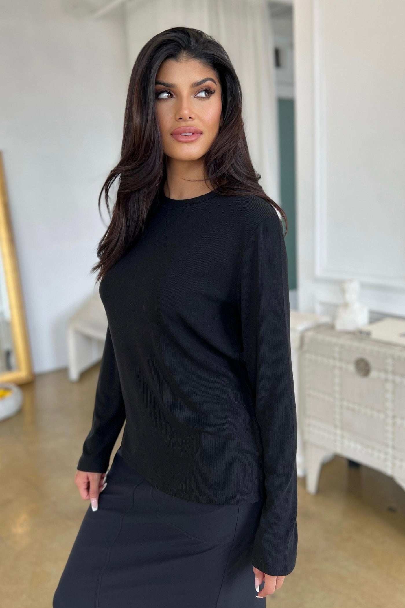 TALIA SHIRT , Shirts & Tops , It's NOMB , comfortable long sleeve top, green blouse, green long sleeve tee, long sleeve ribbed top , It's NOMB , itsnomb.com