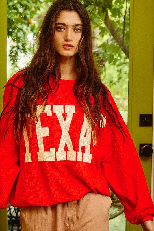 TEXAS LOVE PULLOVER , SWEATER , it’sNOMB. The Label , ATHLEISURE, ATHLETIC PULLOVER, COZY SWEATER, FINAL SALE, it's nomb, it's nomb the label, JESSICA NICKSON, LOUNGE WEAR, LOUNGEWEAR, MORGAN, PULLOVERS, sweater, sweaters, Texas, texas state pride, TEXAS SWEATER, TEXAS SWEATSHIRT , It's NOMB , itsnomb.com
