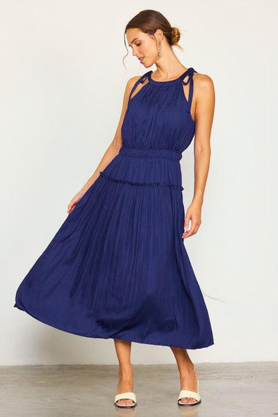 THE HEADTURNER DRESS , DRESS , It's NOMB , HALTER DRESS, NAVY BLUE DRESS, PLEATED DRESS, Wedding Guest Dress, wedding guest dresses , It's NOMB , itsnomb.com