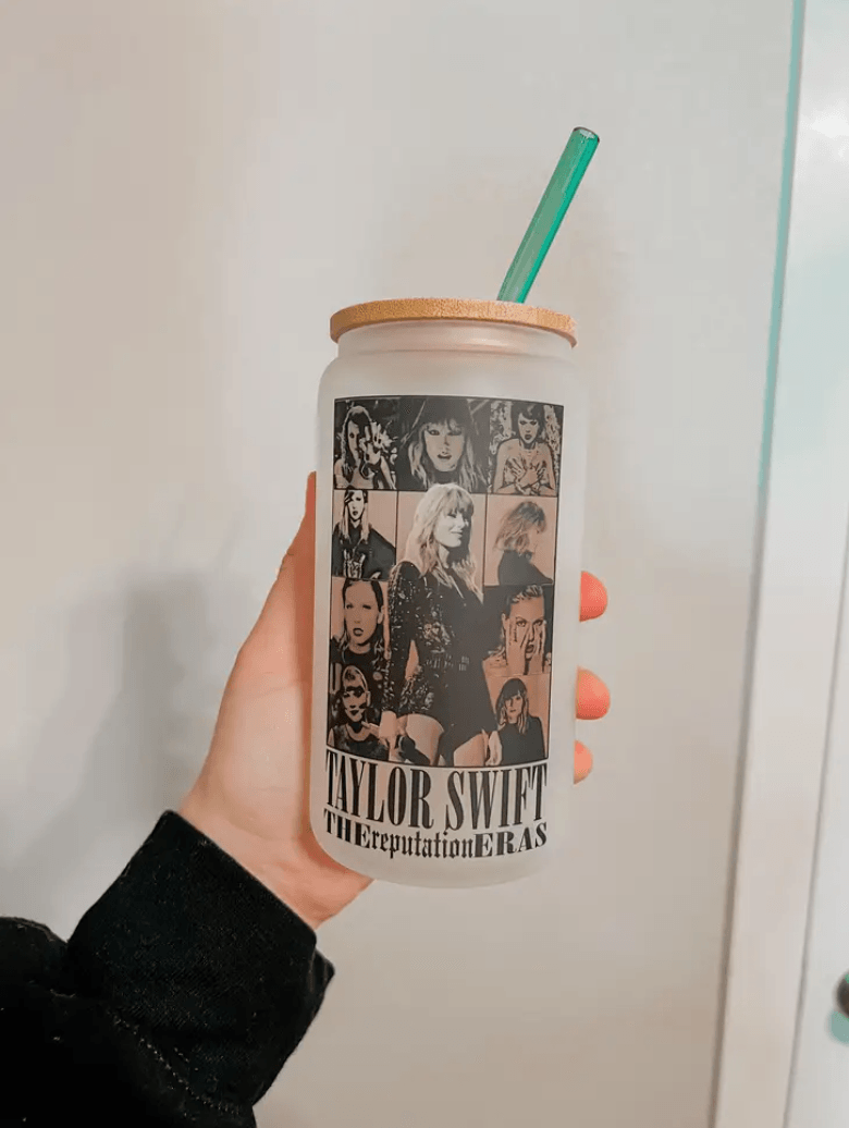 THE REPUTATION ERA GLASS CAN WITH LID AND STRAW , GLASS CAN , It's NOMB , TAYLOR SWIFT GLASS CUPS, THE REPUTATION ERA GLASS CAN WITH LID AND STRAW , It's NOMB , itsnomb.com