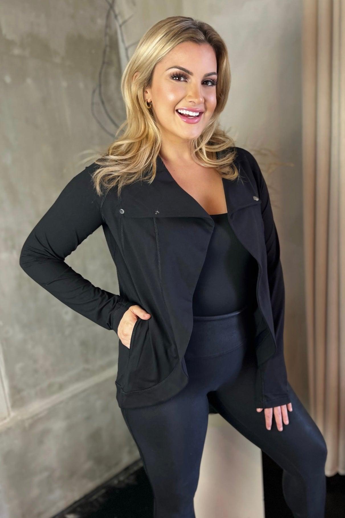 WORK HARD JACKET (PLUS AVAILABLE) , , It's NOMB , ASSYMETRICAL JACKET, ATHLEISURE JACKET, ATHLETIC JACKET, black jacket, COWL NECK JACKET, it's nomb, it's nomb the label , It's NOMB , itsnomb.com