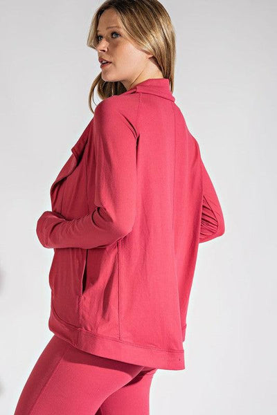 WORK HARD JACKET (PLUS AVAILABLE) , JACKET , It's NOMB , ASSYMETRICAL JACKET, ATHLEISURE JACKET, ATHLETIC JACKET, coral jacket, COWL NECK JACKET, it's nomb, it's nomb the label, red jacket , It's NOMB , itsnomb.com
