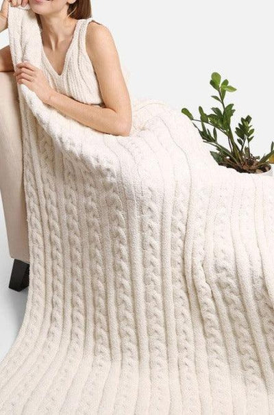 CABLE KNIT THROW BLANKET , Blankets , it’sNOMB. The Label , barefoot dreams, blanket, blankets, cable knit throw blanket, it's nomb the label, ivory throw blanket, throw blanket, throw blankets, throws , It's NOMB , itsnomb.com